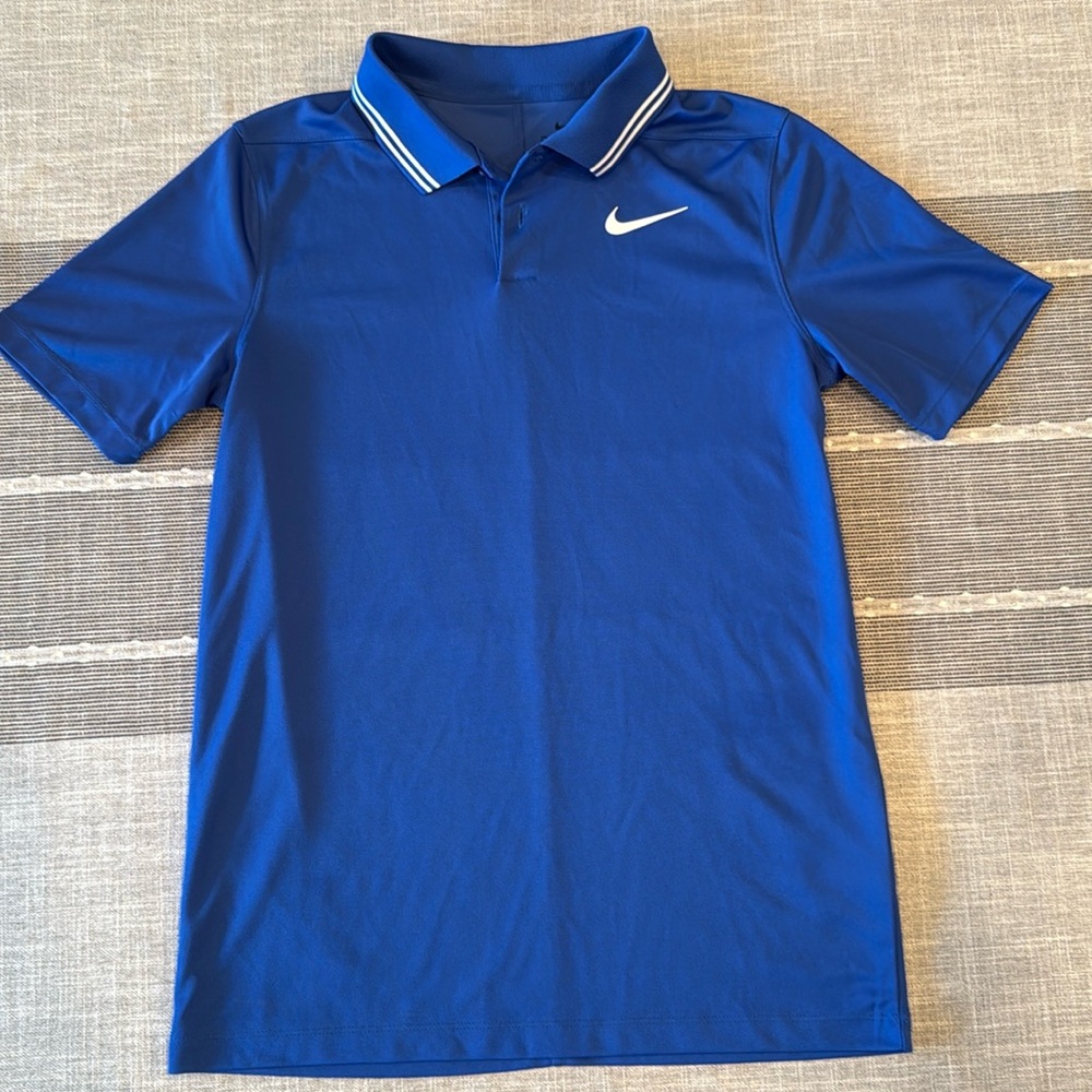 Nike Boys Polo Golf Dri fit Shirt Boys Size Large Blue